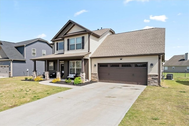 185 Norfolk Cir, Anderson, SC 29625 - craftsman inspired home with driveway, a front yard, covered porch, and an attached garage
