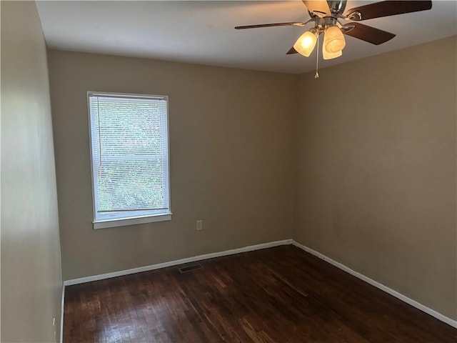 405 Casey St, Anderson, SC 29624 - spare room featuring dark wood-type flooring, ceiling fan, baseboards, and visible vents