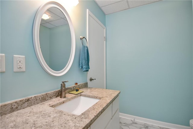 19 Spy Glass Ln, Salem, SC 29676 - bathroom featuring vanity, baseboards, a drop ceiling, and marble finish floor