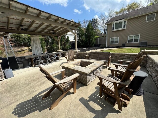 15009 Beacon Ridge Dr, Seneca, SC 29678 - view of patio / terrace with an outdoor fire pit and a ceiling fan