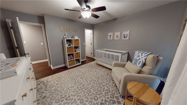 15009 Beacon Ridge Dr, Seneca, SC 29678 - bedroom with dark wood-style flooring, baseboards, and ceiling fan