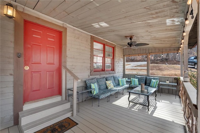124-130 S Port Bass Dr, Fair Play, SC 29643 - wooden deck featuring an outdoor living space and a ceiling fan