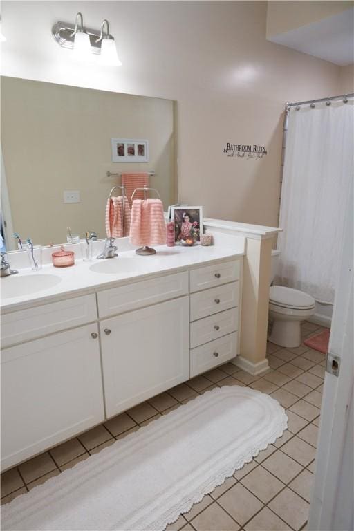 1226 Bowersville Hwy, Hartwell, GA 30643 - full bathroom featuring a sink, tile patterned floors, double vanity, and toilet