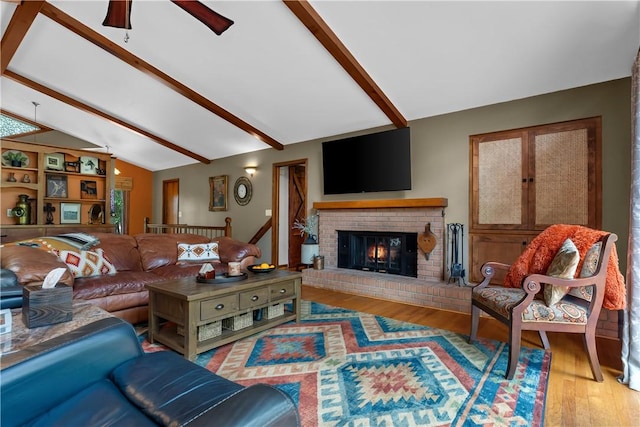 3 Windward Ct, Salem, SC 29676 - living room featuring a ceiling fan, wood finished floors, and a fireplace