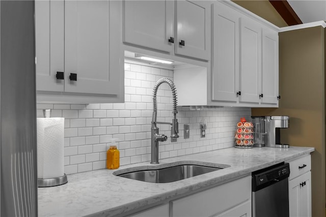 3 Windward Ct, Salem, SC 29676 - kitchen featuring stainless steel dishwasher, tasteful backsplash, white cabinets, and light stone countertops