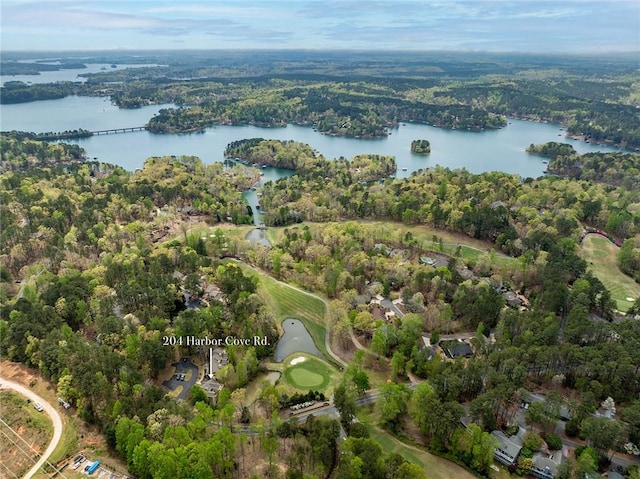 204 Harbor Cove Dr, Salem, SC 29676 - aerial view featuring a view of trees, golf course view, and a water view