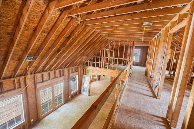 attic with an upstairs landing