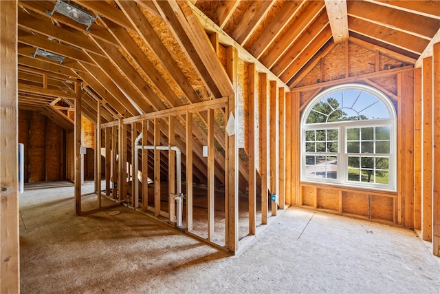 view of unfinished attic