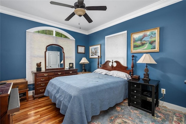 14029 Azalea Dr, Seneca, SC 29678 - bedroom with a ceiling fan, baseboards, ornamental molding, and wood finished floors
