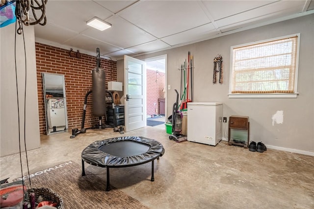interior space with brick wall