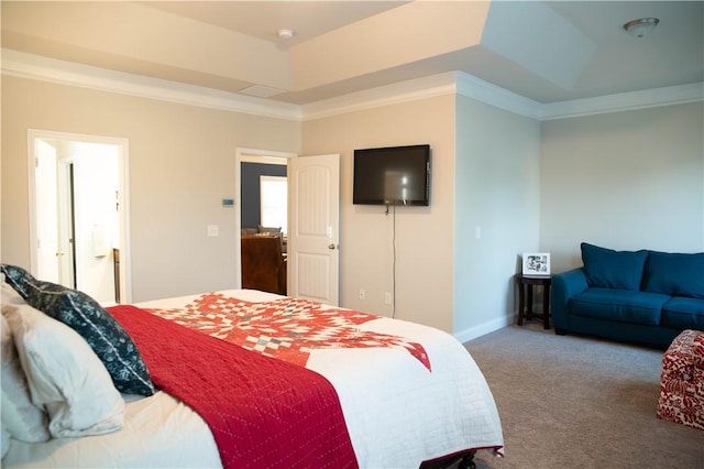 24 Dunsborough Dr, Simpsonville, SC 29680 - carpeted bedroom featuring baseboards, ornamental molding, and a raised ceiling