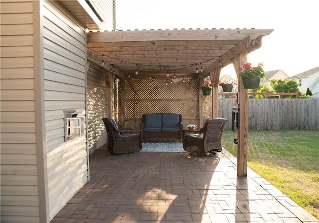 24 Dunsborough Dr, Simpsonville, SC 29680 - view of patio featuring a pergola, an outdoor living space, and fence
