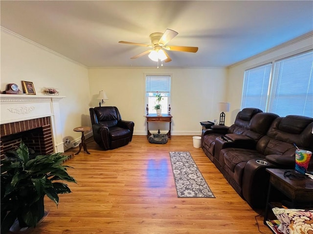 810 John St, Pickens, SC 29671 - living area with ceiling fan, baseboards, crown molding, and light wood-style floors