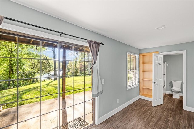 entryway featuring baseboards, dark wood-style flooring, and plenty of natural light