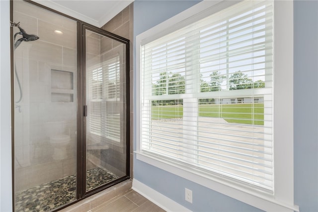 217 Jackson Rd, Iva, SC 29655 - full bath with a shower stall, baseboards, and a healthy amount of sunlight