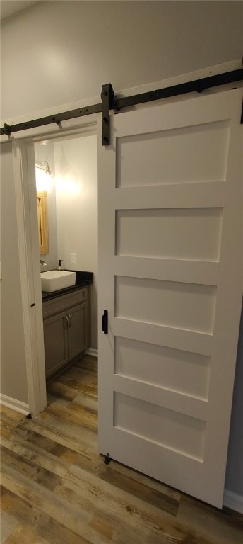 101 Pin Oak Ct, Easley, SC 29642 - bathroom with vanity, baseboards, and wood finished floors