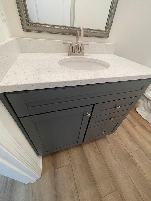bathroom featuring vanity and wood finished floors