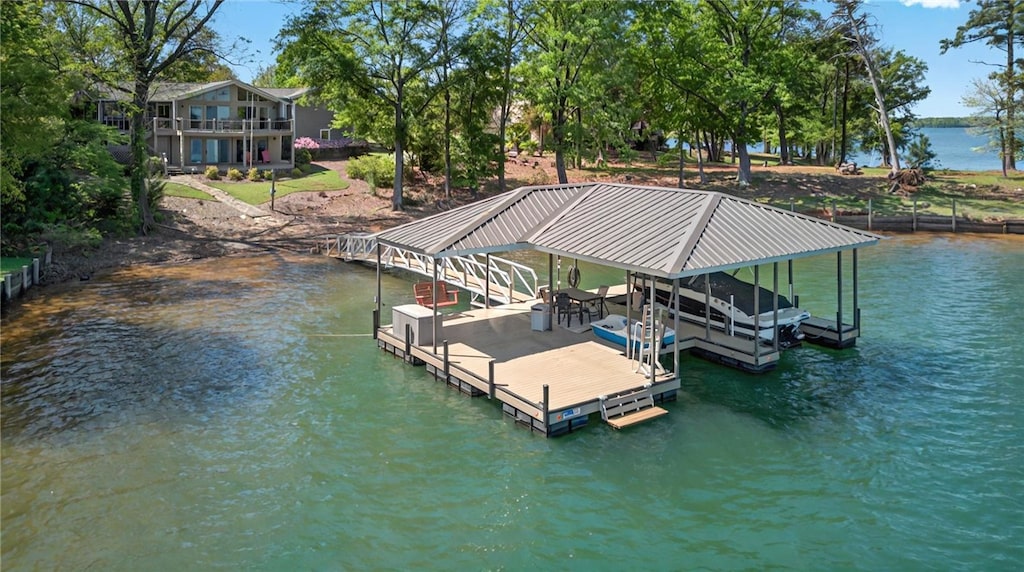 240 Providence Pt, Anderson, SC 29626 - view of dock with boat lift and a water view