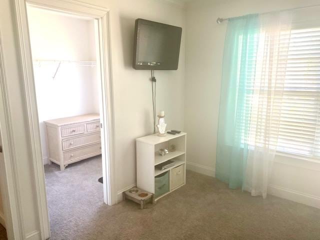 unfurnished bedroom featuring carpet flooring and baseboards