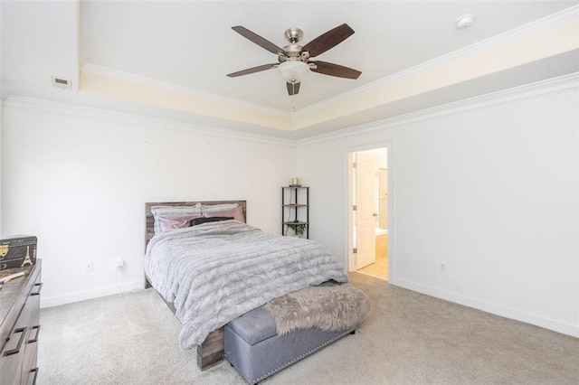 118 Easy Gap Rd, Anderson, SC 29621 - bedroom with a tray ceiling, carpet, ornamental molding, baseboards, and a ceiling fan