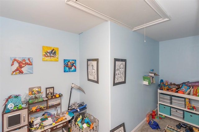 118 Easy Gap Rd, Anderson, SC 29621 - playroom featuring attic access, carpet flooring, and baseboards
