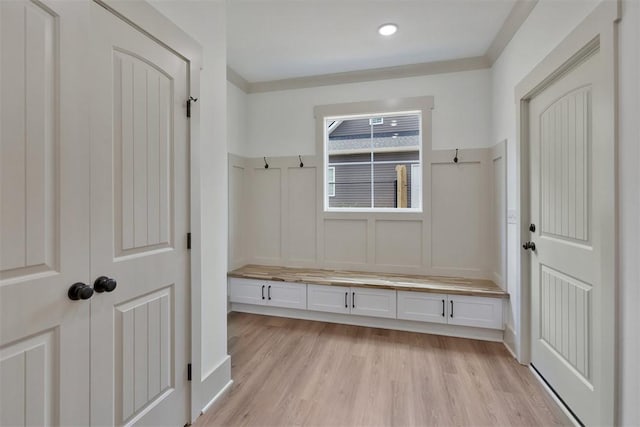 138 Jackson Cir, Anderson, SC 29625 - mudroom with wainscoting, light wood-type flooring, and a decorative wall