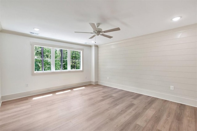 138 Jackson Cir, Anderson, SC 29625 - spare room featuring recessed lighting, visible vents, light wood-style floors, baseboards, and ceiling fan