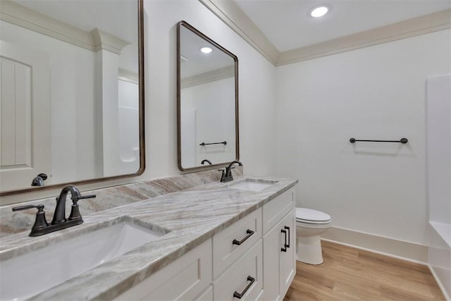 138 Jackson Cir, Anderson, SC 29625 - full bath featuring toilet, wood finished floors, a sink, and double vanity