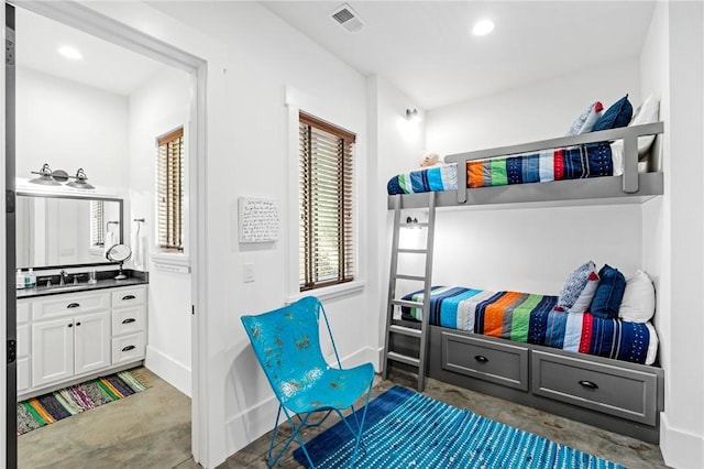 211 Quay Ct, Sunset, SC 29685 - mudroom featuring unfinished concrete floors, a sink, baseboards, visible vents, and recessed lighting