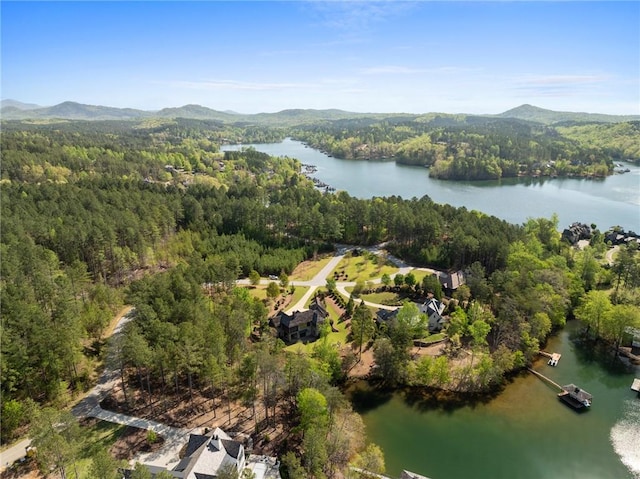 211 Quay Ct, Sunset, SC 29685 - aerial view featuring a water and mountain view and a forest view