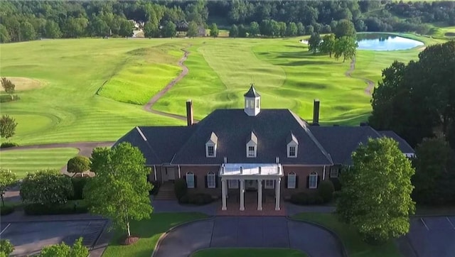 aerial view featuring view of golf course