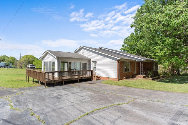 221 Lakeview Dr, Liberty, SC 29657 - view of front of house with a wooden deck and a front yard