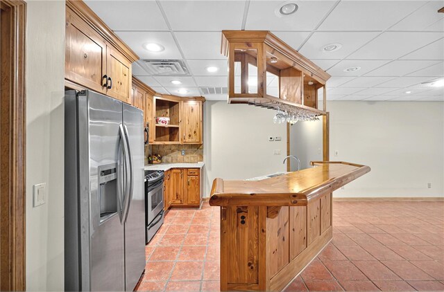 234 Chandlers Ferry Dr, Hartwell, GA 30643 - kitchen featuring tasteful backsplash, recessed lighting, appliances with stainless steel finishes, open shelves, and light tile patterned floors