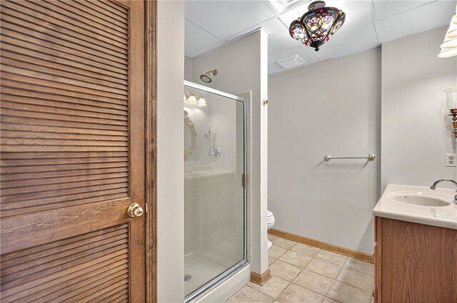 234 Chandlers Ferry Dr, Hartwell, GA 30643 - bathroom featuring tile patterned flooring, visible vents, toilet, vanity, and a stall shower