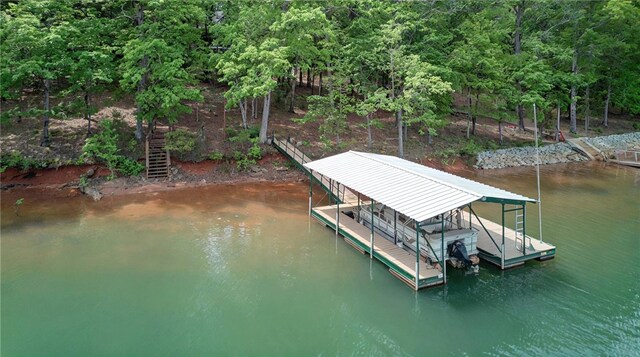 234 Chandlers Ferry Dr, Hartwell, GA 30643 - dock area with stairway, boat lift, and a water view