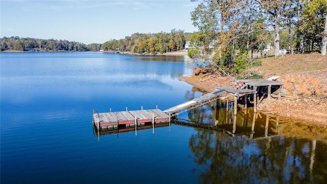view of dock featuring a water view