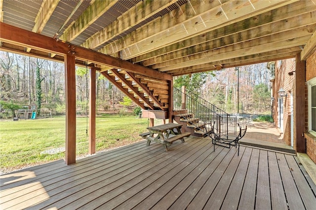 112 Briar Creek Ln, Anderson, SC 29621 - wooden deck featuring stairway and a yard