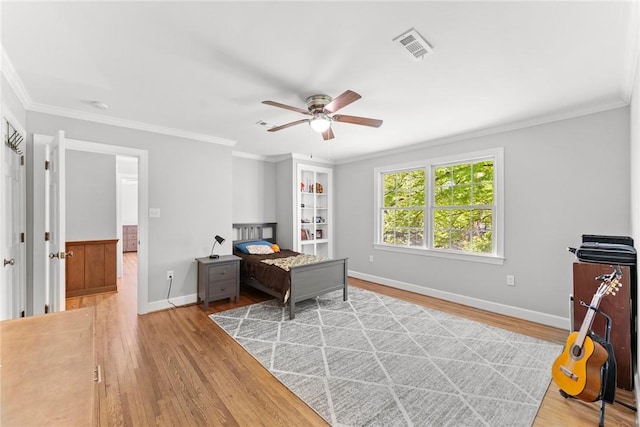 112 Briar Creek Ln, Anderson, SC 29621 - office space with crown molding, a ceiling fan, wood finished floors, and visible vents