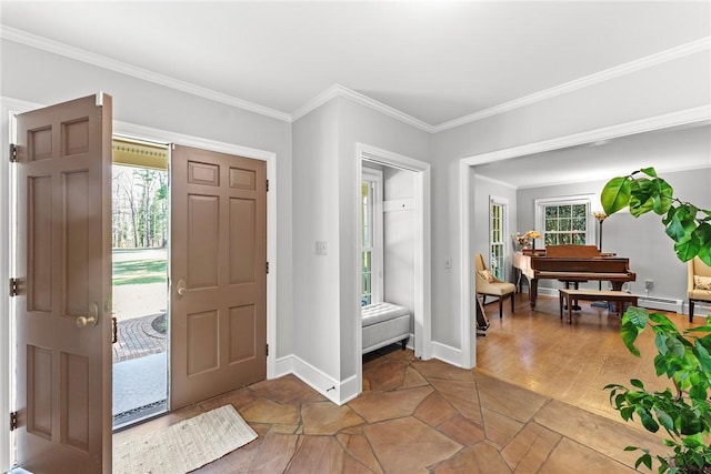 112 Briar Creek Ln, Anderson, SC 29621 - entrance foyer with baseboards, crown molding, and baseboard heating