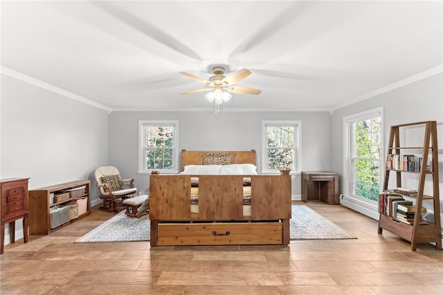112 Briar Creek Ln, Anderson, SC 29621 - bedroom featuring a ceiling fan, crown molding, and light wood-style flooring