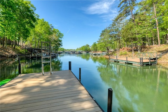 view of dock featuring a water view