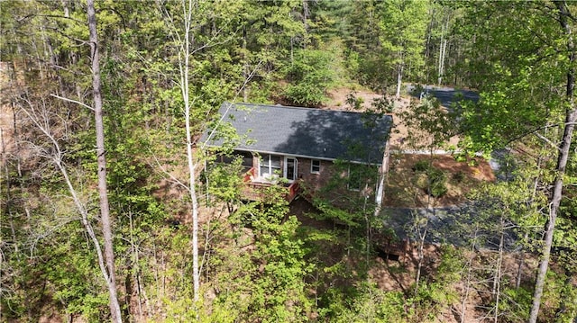 aerial view with a forest view
