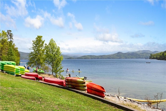 view of water feature with a mountain view