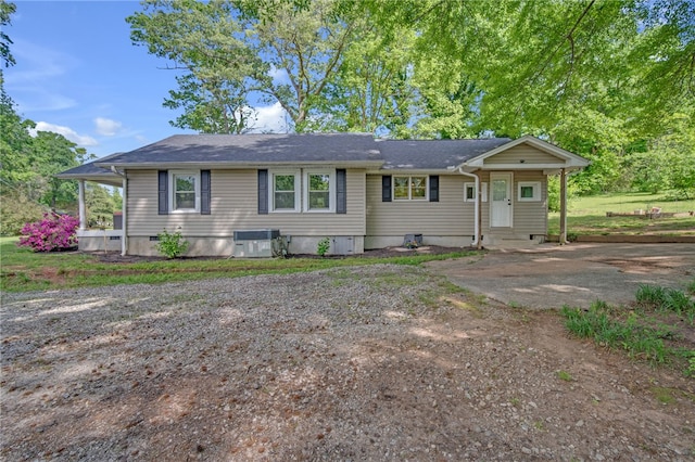 single story home featuring crawl space