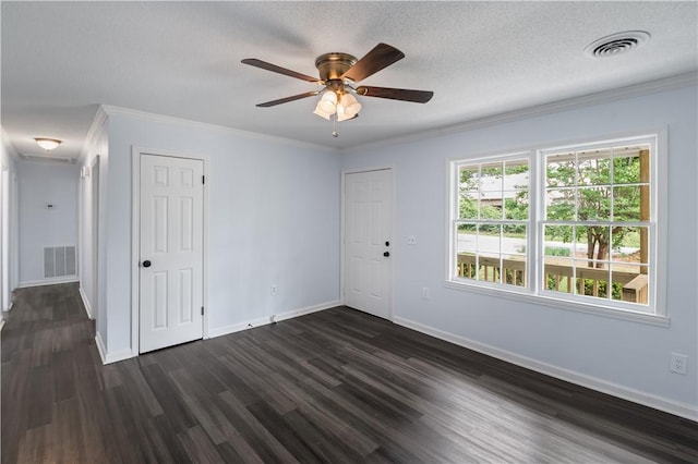 1004 Gilreath Rd, Anderson, SC 29621 - empty room featuring dark wood finished floors, ceiling fan, baseboards, and ornamental molding