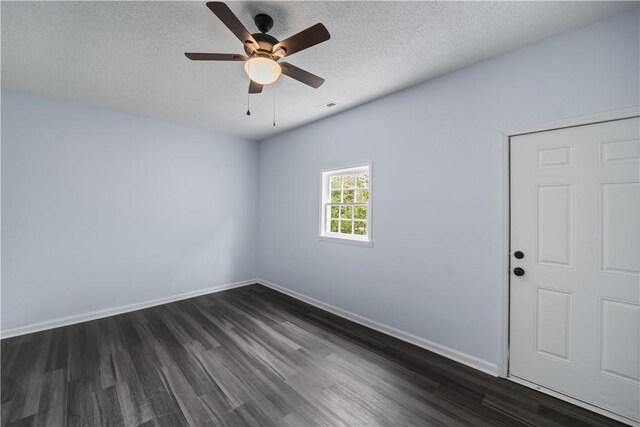 1004 Gilreath Rd, Anderson, SC 29621 - unfurnished room featuring dark wood-style floors, a textured ceiling, baseboards, and ceiling fan