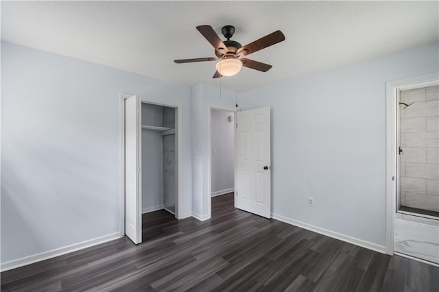 1004 Gilreath Rd, Anderson, SC 29621 - unfurnished bedroom featuring dark wood-type flooring, baseboards, a closet, and ensuite bathroom