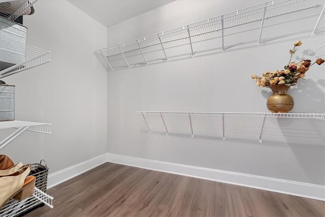 spacious closet with wood finished floors