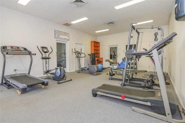 gym featuring visible vents