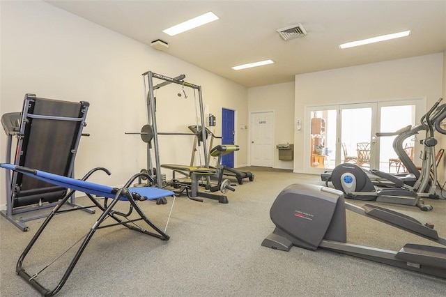 workout room with visible vents